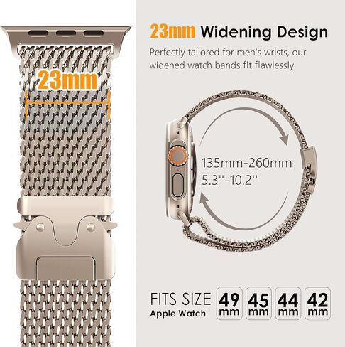 حلقة شبكية من Mycvlleon Milanese لساعة Apple Watch Band للرجال Apple Watch Ultra 3/2/1 44 مم 45 مم 46 مم 49 مم للنساء، مشبك من الفولاذ المقاوم للصدأ على شكل مظلة لساعة iWatch Ultra 2 Series 11 10 9 8 7 6 SE 5 4 3 in Saudi Arabia