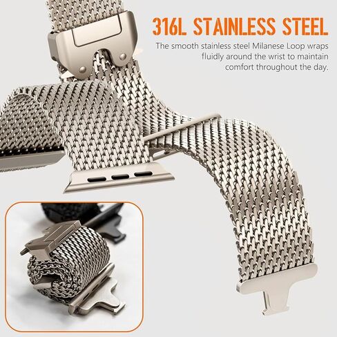 حلقة شبكية من Mycvlleon Milanese لساعة Apple Watch Band للرجال Apple Watch Ultra 3/2/1 44 مم 45 مم 46 مم 49 مم للنساء، مشبك من الفولاذ المقاوم للصدأ على شكل مظلة لساعة iWatch Ultra 2 Series 11 10 9 8 7 6 SE 5 4 3 in Saudi Arabia