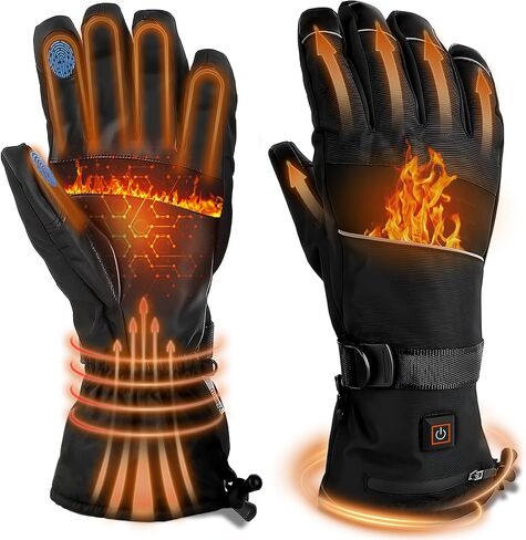 Heated Gloves for Men Women - 5V 5000mAh 3 Heating Levels Waterproof Touchscreen Rechargeable Heating Gloves Heated Gloves for Motorcycling, Hunting, Skiing in Saudi Arabia