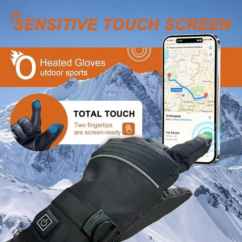 Heated Gloves for Men Women - 5V 5000mAh 3 Heating Levels Waterproof Touchscreen Rechargeable Heating Gloves Heated Gloves for Motorcycling, Hunting, Skiing in Saudi Arabia