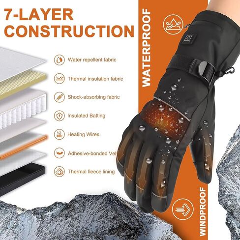 Heated Gloves for Men Women - 5V 5000mAh 3 Heating Levels Waterproof Touchscreen Rechargeable Heating Gloves Heated Gloves for Motorcycling, Hunting, Skiing in Saudi Arabia