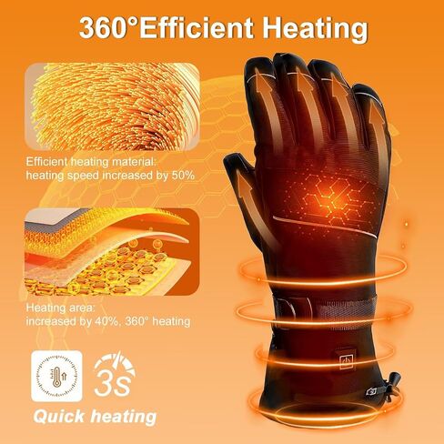 Heated Gloves for Men Women - 5V 5000mAh 3 Heating Levels Waterproof Touchscreen Rechargeable Heating Gloves Heated Gloves for Motorcycling, Hunting, Skiing in Saudi Arabia