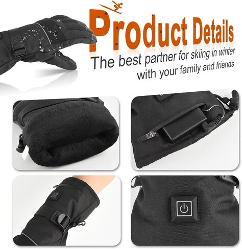 Heated Gloves for Men Women - 5V 5000mAh 3 Heating Levels Waterproof Touchscreen Rechargeable Heating Gloves Heated Gloves for Motorcycling, Hunting, Skiing in Saudi Arabia