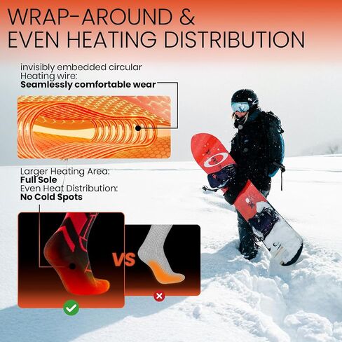8000mAh*2 Heated Socks, Up to 10-Hour Battery Runtime Rechargeable Electric Socks | Cold Weather Foot Warmer Socks for Men Women | Outdoor Hunting Skiing Camping Hiking, Non-APP Control in Kuwait