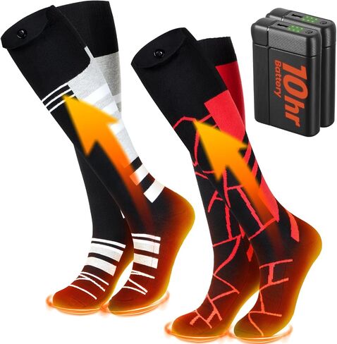 8000mAh*2 Heated Socks, Up to 10-Hour Battery Runtime Rechargeable Electric Socks | Cold Weather Foot Warmer Socks for Men Women | Outdoor Hunting Skiing Camping Hiking, Non-APP Control in Kuwait