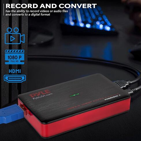 بطاقة التقاط فيديو Pyle HDMI، التقاط فيديو USB 3.0 HDMI مع صوت، تسجيل عالي الدقة 1080p 60FPS، تصميم التوصيل والتشغيل للبث، تسجيل الألعاب، البث المباشر، متوافق مع أجهزة الكمبيوتر الشخصية وأجهزة Mac in Saudi Arabia