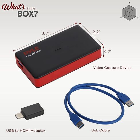 بطاقة التقاط فيديو Pyle HDMI، التقاط فيديو USB 3.0 HDMI مع صوت، تسجيل عالي الدقة 1080p 60FPS، تصميم التوصيل والتشغيل للبث، تسجيل الألعاب، البث المباشر، متوافق مع أجهزة الكمبيوتر الشخصية وأجهزة Mac in Saudi Arabia