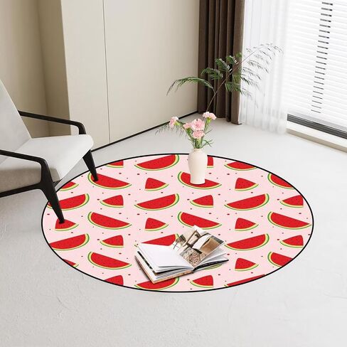 Round Strawberry Bruck Kwaii Pink Circle Rugs لغرفة النوم غرفة المعيشة غرفة لطيفة سجادة السجاد حصيرة السجاد ، 3'x3 '(90 × 90 سم) in Saudi Arabia