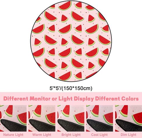 Round Strawberry Bruck Kwaii Pink Circle Rugs لغرفة النوم غرفة المعيشة غرفة لطيفة سجادة السجاد حصيرة السجاد ، 3'x3 '(90 × 90 سم) in Saudi Arabia