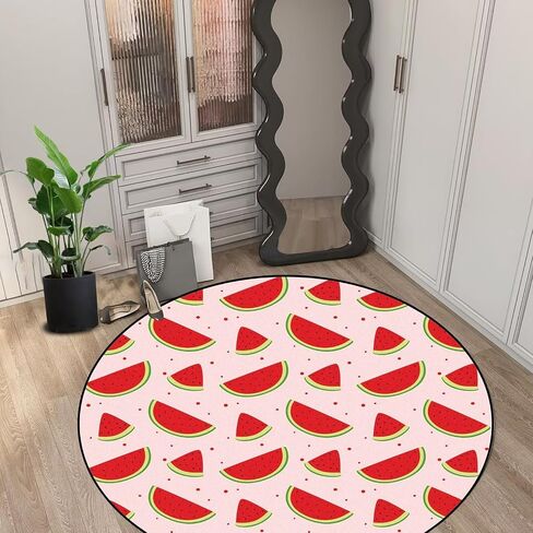 Round Strawberry Bruck Kwaii Pink Circle Rugs لغرفة النوم غرفة المعيشة غرفة لطيفة سجادة السجاد حصيرة السجاد ، 3'x3 '(90 × 90 سم) in Saudi Arabia