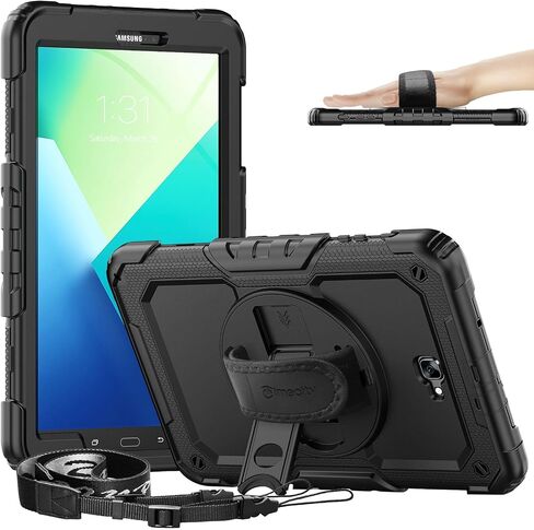 Timecity for Samsung Galaxy Tab A 10.1 Case 2019, Only Fit (SM-T510/ SM-T515/ SM-T517), Drop Proof with Hand Strap Stand Screen Protector Pencil Holder for Galaxy Tab A 10.1 Case - Black in Saudi Arabia