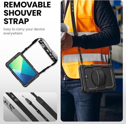 Timecity for Samsung Galaxy Tab A 10.1 Case 2019, Only Fit (SM-T510/ SM-T515/ SM-T517), Drop Proof with Hand Strap Stand Screen Protector Pencil Holder for Galaxy Tab A 10.1 Case - Black in Saudi Arabia