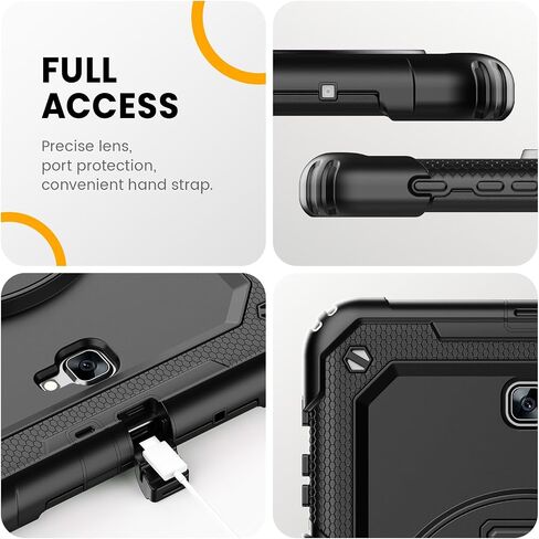 Timecity for Samsung Galaxy Tab A 10.1 Case 2019, Only Fit (SM-T510/ SM-T515/ SM-T517), Drop Proof with Hand Strap Stand Screen Protector Pencil Holder for Galaxy Tab A 10.1 Case - Black in Saudi Arabia