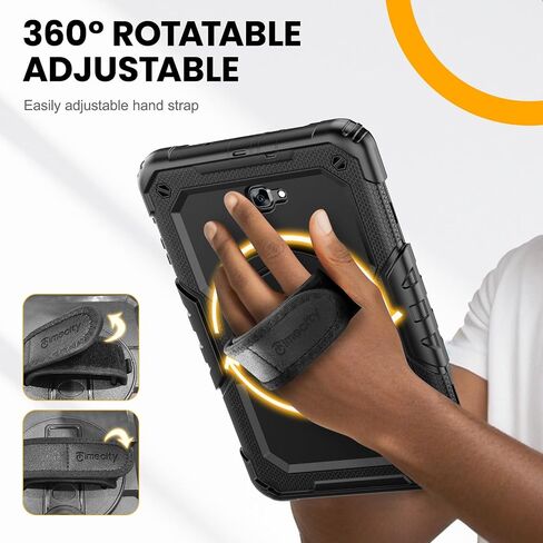 Timecity for Samsung Galaxy Tab A 10.1 Case 2019, Only Fit (SM-T510/ SM-T515/ SM-T517), Drop Proof with Hand Strap Stand Screen Protector Pencil Holder for Galaxy Tab A 10.1 Case - Black in Saudi Arabia