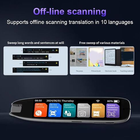 WALFRONT Digital Reader Pen Translation Pen & Scan Reader for Language Learners Real Time Text Reading in 142 Languages Online and Offline Support in Saudi Arabia