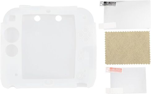 PUSOKEI Protective Cover for 2DS, Controller Silicone Skin Cover Transparent PET Film for Device Guard (White) in Saudi Arabia