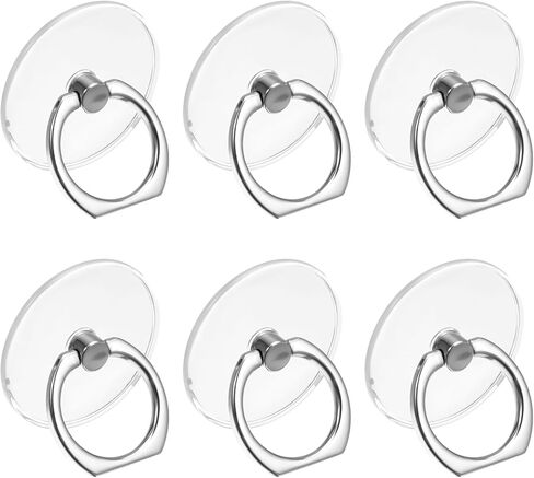 6 قطع من حامل مقابض حلقات الهاتف الشفاف، حامل حلقة يدور 360 درجة لجراب الهاتف الخلوي وملحقات حافظة الهاتف اللوحي (فضي + أسود + ذهبي وردي) in Kuwait