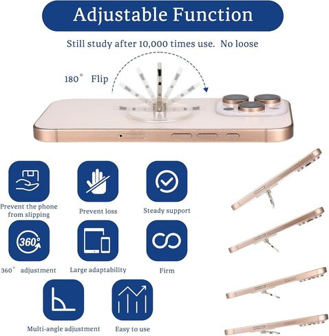 6 قطع من حامل مقابض حلقات الهاتف الشفاف، حامل حلقة يدور 360 درجة لجراب الهاتف الخلوي وملحقات حافظة الهاتف اللوحي (فضي + أسود + ذهبي وردي) in Kuwait