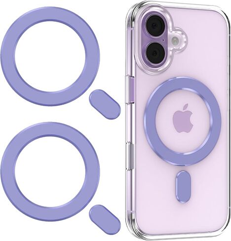 for MagSafe Sticker, 2 PCS Magnetic Ring for Phone Case, Universal Adapter Ring Compatible with Magsafe Accessories & Wireless Charging for iPhone 17/16/15/14/13/12/11, Galaxy S25/S24 (Purple) in Saudi Arabia