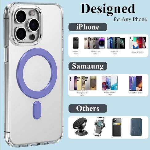 for MagSafe Sticker, 2 PCS Magnetic Ring for Phone Case, Universal Adapter Ring Compatible with Magsafe Accessories & Wireless Charging for iPhone 17/16/15/14/13/12/11, Galaxy S25/S24 (Purple) in Saudi Arabia