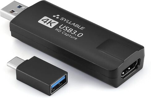 بطاقة التقاط 4K USB 3.0 - التقاط أصلي 4K 30p للبث المباشر ومؤتمرات الفيديو وألعاب التدريس مع محول من النوع C أسود in Saudi Arabia