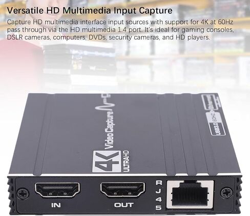 بطاقة التقاط فيديو VBESTLIFE USB 4K HDMI تمر عبر 1080P 60FPS مع منفذ RJ45، لبث مؤتمر DSLR للألعاب على Wins Linux Android in Saudi Arabia
