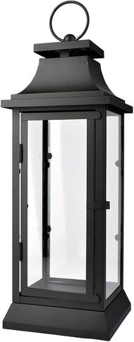 فوانيس إعصار سوداء من Serene Spaces Living مع ألواح زجاجية شفافة، مثالية لديكور المنزل، والحفلات والمناسبات، أو سطح الطاولة أو فانوس معلق للداخلية والخارجية، يبلغ طولها 20 بوصة وقطرها 6.75 بوصة in Kuwait