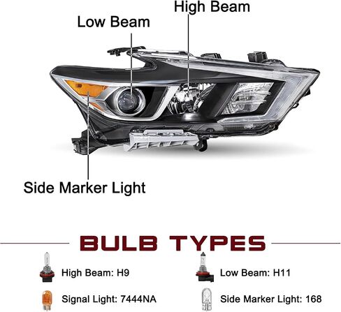 JSBOYAT Halogen OE Style Headlight Assembly Compatible with 2016-2018 Nissan Maxima S SL SV Projector Headlamp with LED DRL Driver & Passenger Side in Saudi Arabia