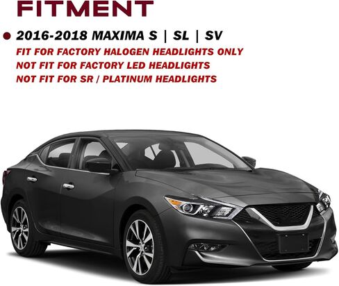 JSBOYAT Halogen OE Style Headlight Assembly Compatible with 2016-2018 Nissan Maxima S SL SV Projector Headlamp with LED DRL Driver & Passenger Side in Saudi Arabia
