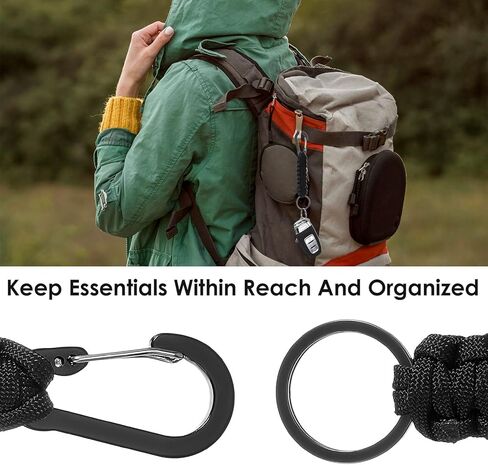 bremorou 3 حزمة باراكورد سلسلة المفاتيح حلقة تسلق الحبل مع حزام الألومنيوم مضفر سلاسل المفاتيح باراكورد الحبل الثقيلة مفتاح الحبل الملحقات للتخييم الصيد تسلق المشي لمسافات طويلة (أسود) in Kuwait