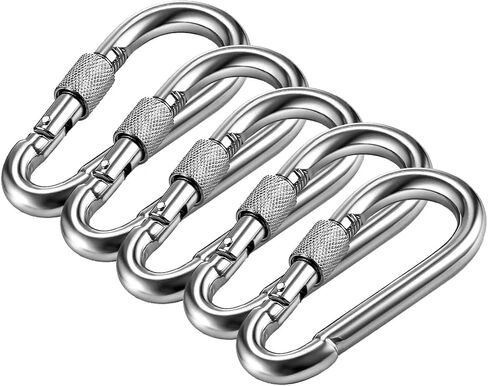 Stainless Steel Carabiner Clip with Screw Lock, Heavy-Duty Carabiner for Camping, Hiking, Keychain, 1 Pack in Saudi Arabia