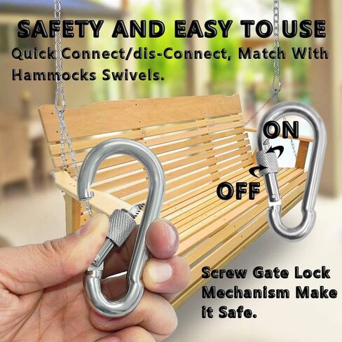 Stainless Steel Carabiner Clip with Screw Lock, Heavy-Duty Carabiner for Camping, Hiking, Keychain, 1 Pack in Saudi Arabia