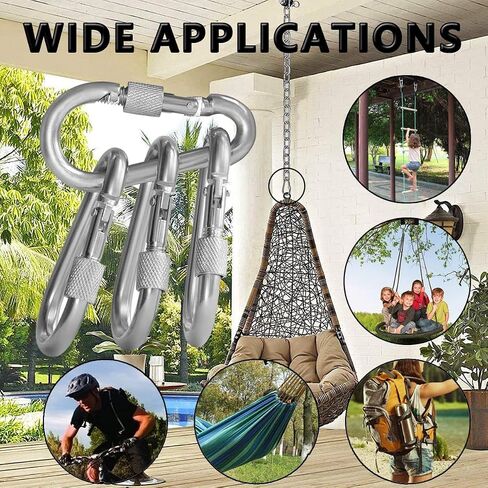 Stainless Steel Carabiner Clip with Screw Lock, Heavy-Duty Carabiner for Camping, Hiking, Keychain, 1 Pack in Saudi Arabia
