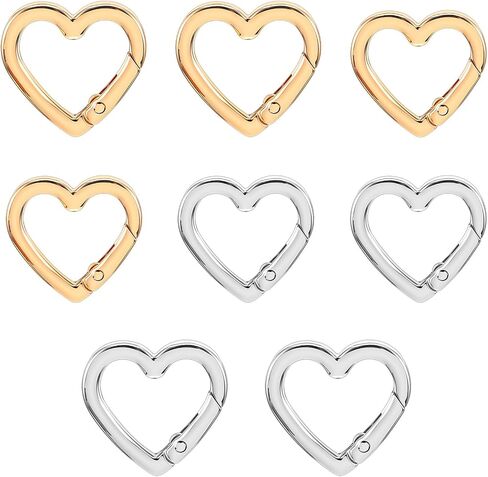 8PCS Heart Shape Carabiners, 2 Size Heavy Duty Cute Heart Carabiner Hearts Shaped Keychain Clip Anti-Theft Spring Snap for Key Backpack Dog Leashes Bottles Camping Outdoor Travel in Saudi Arabia