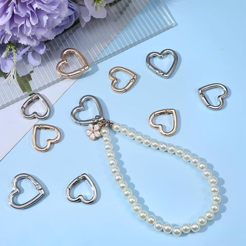 8PCS Heart Shape Carabiners, 2 Size Heavy Duty Cute Heart Carabiner Hearts Shaped Keychain Clip Anti-Theft Spring Snap for Key Backpack Dog Leashes Bottles Camping Outdoor Travel in Saudi Arabia