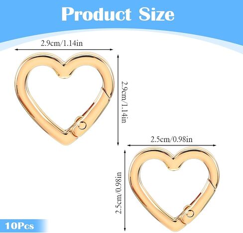 8PCS Heart Shape Carabiners, 2 Size Heavy Duty Cute Heart Carabiner Hearts Shaped Keychain Clip Anti-Theft Spring Snap for Key Backpack Dog Leashes Bottles Camping Outdoor Travel in Saudi Arabia