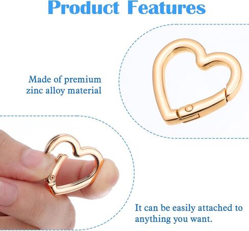 8PCS Heart Shape Carabiners, 2 Size Heavy Duty Cute Heart Carabiner Hearts Shaped Keychain Clip Anti-Theft Spring Snap for Key Backpack Dog Leashes Bottles Camping Outdoor Travel in Saudi Arabia