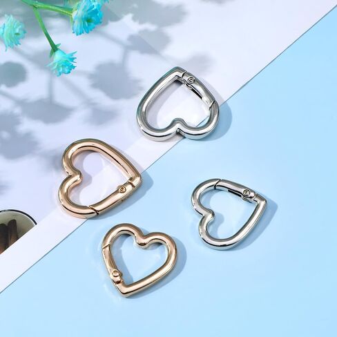 8PCS Heart Shape Carabiners, 2 Size Heavy Duty Cute Heart Carabiner Hearts Shaped Keychain Clip Anti-Theft Spring Snap for Key Backpack Dog Leashes Bottles Camping Outdoor Travel in Saudi Arabia