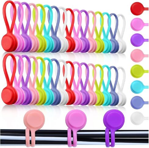 Generic 10PCS Magnetic Silicone Cable Ties, Multicolour in Saudi Arabia