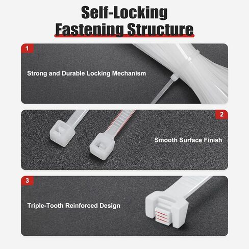 APIELE Cable Zip Ties 400 Pack WHITE Assorted Sizes 4 6 8 12 inch Multi-Purpose Self-Locking Nylon Cable UV Resistant Wire Ties for Indoor & Outdoor Home Office Garden Workshop in Saudi Arabia