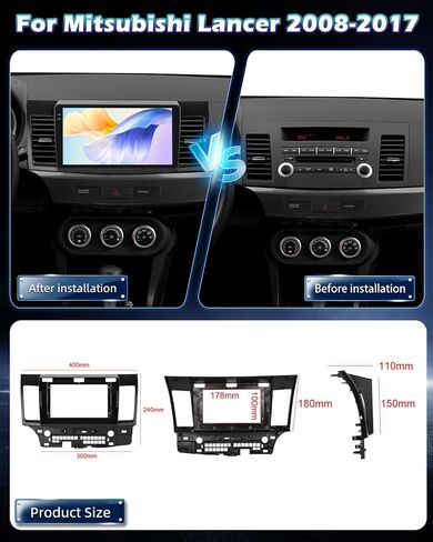 4G+64G Android Car Radio for Mitsubishi Lancer 2008-2017 (for Rockford System) - 10.1 inch Touchscreen Stereo with Carplay & Android Auto, 32EQ DSP, WiFi, GPS + AHD Rear View Camera in Saudi Arabia