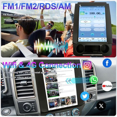 راديو ستيريو بشاشة لمس 12.1 بوصة يعمل بنظام Android 14 لسيارة Ford F150 2016-2020 مع CarPlay اللاسلكي ووحدة استبدال تلقائية تعمل بنظام Android وراديو سيارة طراز Tesla مع ملاحة GPS وبلوتوث WiFi in Kuwait