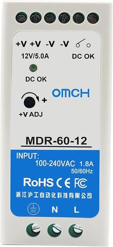 MDR-60-12 مصدر طاقة DIN-Rail، 12 فولت تيار مستمر، 60 وات، 5 أمبير عالي الكفاءة والموثوقية (MDR-60-12) in Kuwait