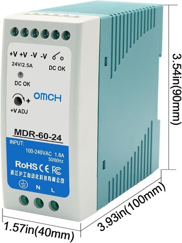 MDR-60-12 مصدر طاقة DIN-Rail، 12 فولت تيار مستمر، 60 وات، 5 أمبير عالي الكفاءة والموثوقية (MDR-60-12) in Kuwait