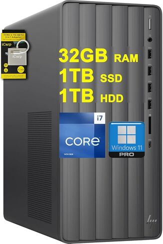HP Envy Business Desktop Computer Intel 20-Core i7-14700 64GB RAM 2TB SSD + 1TB HDD Type-C Win11Pro ICP Hub in Saudi Arabia