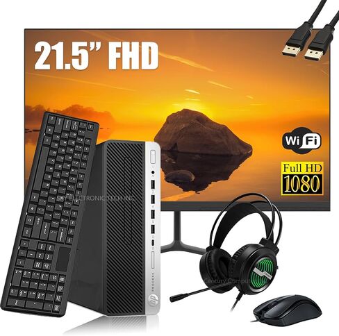 HP ProDesk 600 G3 SFF Desktop Computer with 21.5" FHD Monitor, RGB Headphones, Core i5-6500 3.2GHz, 16GB DDR4, 256GB SSD, Keyboard & Mouse, Windows 11 Pro (Renewed) in Saudi Arabia