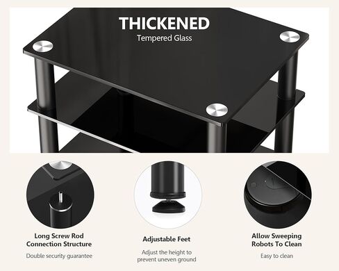 FITUEYES 4-Tier Media Stand Audio/Video Component Cabinet with Glass Shelf for/Apple TV/Xbox One/PS4 AS406001GB in Kuwait