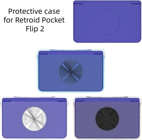 حافظة واقية لجهاز Retroid Pocket Flip 2، حافظة جلدية مقاومة للخدش ومضادة للصدمات، غطاء حماية كامل من مادة TPU وملحقات وحدة التحكم في الألعاب (أزرق شفاف) in Kuwait