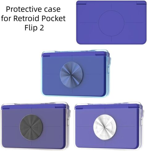 حافظة واقية لجهاز Retroid Pocket Flip 2، حافظة جلدية مقاومة للخدش ومضادة للصدمات، غطاء حماية كامل من مادة TPU وملحقات وحدة التحكم في الألعاب (أزرق شفاف) in Kuwait