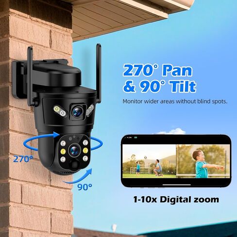 كاميرا أمان تعمل بالطاقة الشمسية في الهواء الطلق WiFi-6MP HD، رؤية ليلية ملونة، تكبير 10X، كشف الحركة بالذكاء الاصطناعي، صوت ثنائي الاتجاه، مقاوم للماء IP66، تخزين 64 جيجابايت SD/Cloud، لوحة شمسية 7.5 وات (4 عبوات) in Kuwait